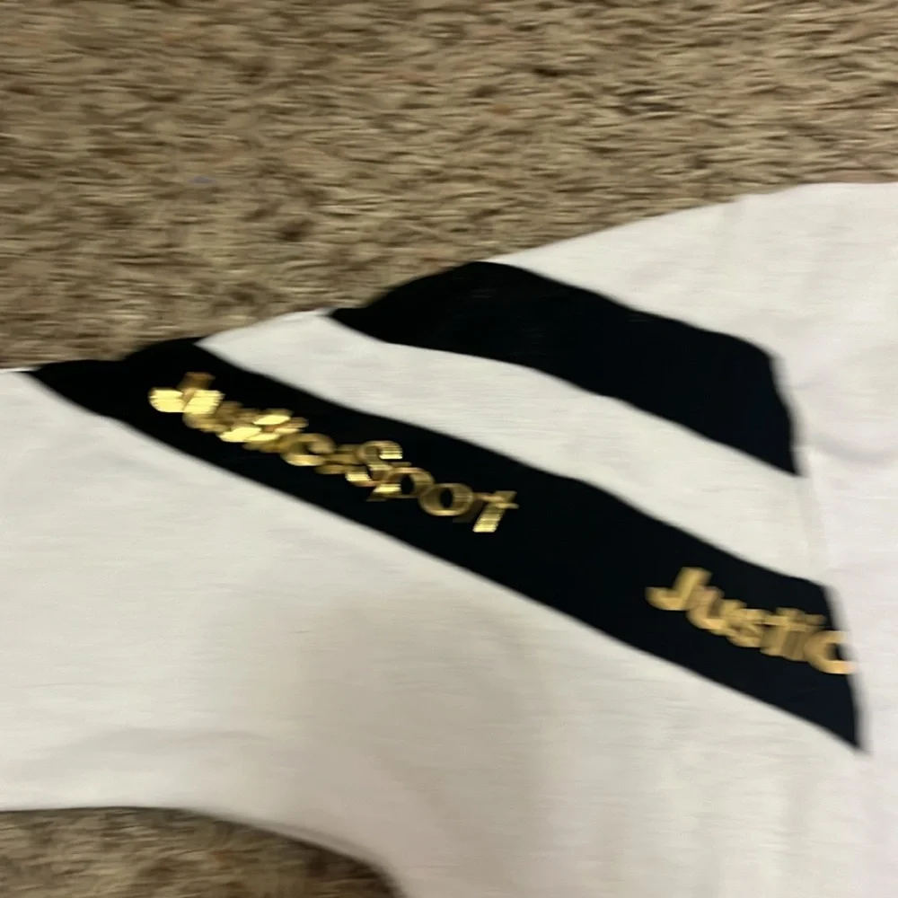 Justice Sport Girls' White & Black Cropped Sweatshirt